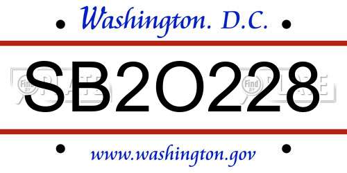 SB2O228 District Of Columbia License Plate