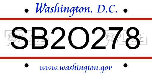 SB2O278 District Of Columbia License Plate