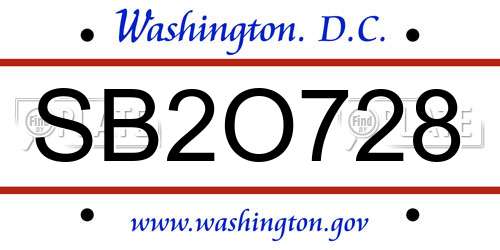 SB2O728 District Of Columbia License Plate