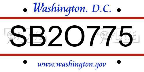 SB2O775 District Of Columbia License Plate
