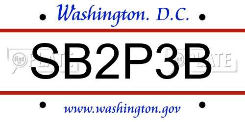 SB2P3B District Of Columbia License Plate