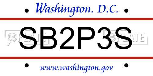 SB2P3S District Of Columbia License Plate