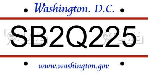 SB2Q225 District Of Columbia License Plate