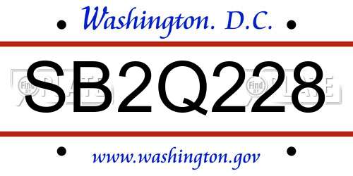 SB2Q228 District Of Columbia License Plate