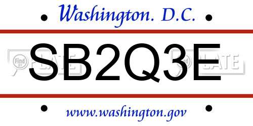 SB2Q3E District Of Columbia License Plate