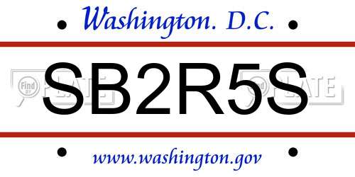 SB2R5S District Of Columbia License Plate