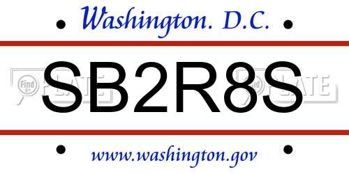 SB2R8S District Of Columbia License Plate