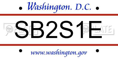 SB2S1E District Of Columbia License Plate