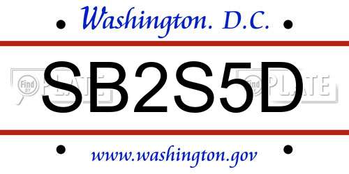 SB2S5D District Of Columbia License Plate