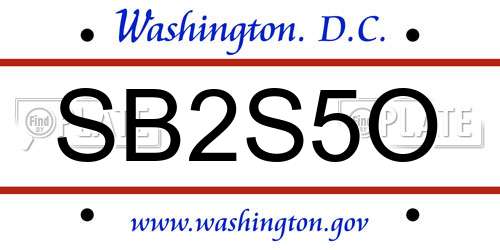 SB2S5O District Of Columbia License Plate