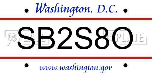 SB2S8O District Of Columbia License Plate