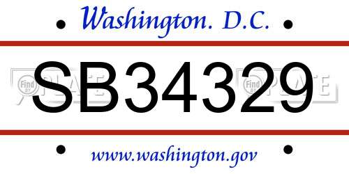 SB34329 District Of Columbia License Plate