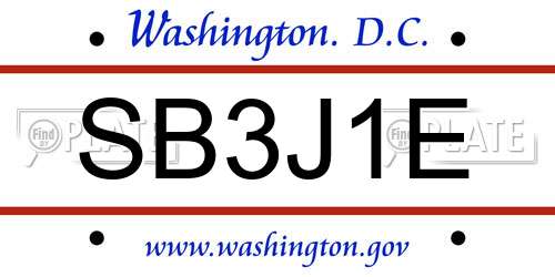 SB3J1E District Of Columbia License Plate