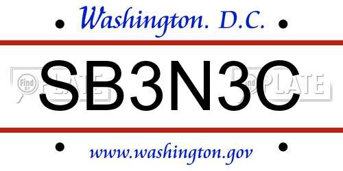 SB3N3C District Of Columbia License Plate
