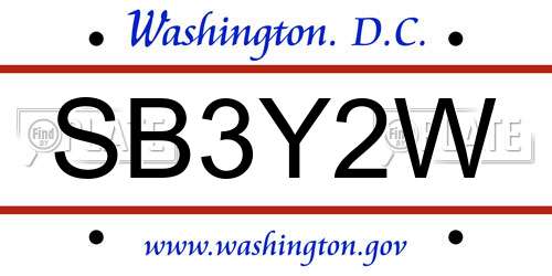 SB3Y2W District Of Columbia License Plate