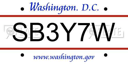 SB3Y7W District Of Columbia License Plate