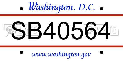 SB40564 District Of Columbia License Plate