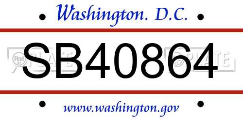 SB40864 District Of Columbia License Plate