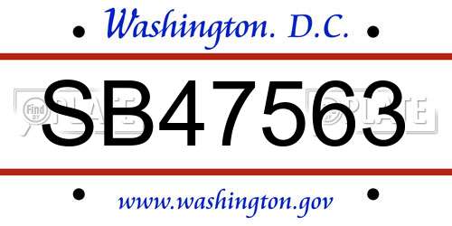 SB47563 District Of Columbia License Plate