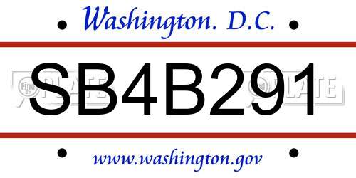 SB4B291 District Of Columbia License Plate