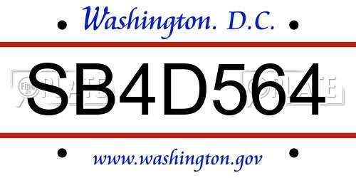 SB4D564 District Of Columbia License Plate