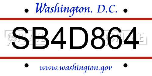 SB4D864 District Of Columbia License Plate