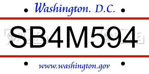 SB4M594 District Of Columbia License Plate