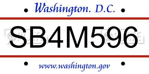 SB4M596 District Of Columbia License Plate
