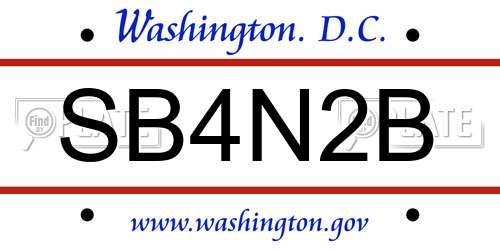 SB4N2B District Of Columbia License Plate