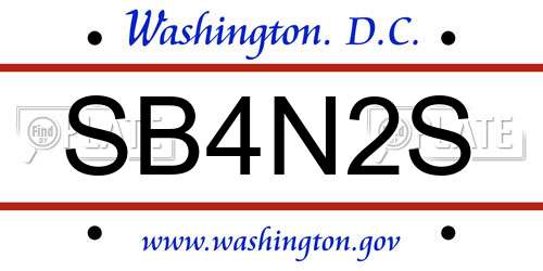 SB4N2S District Of Columbia License Plate