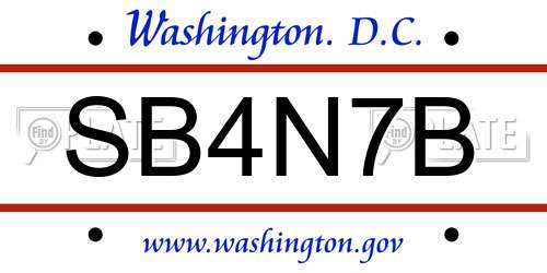 SB4N7B District Of Columbia License Plate