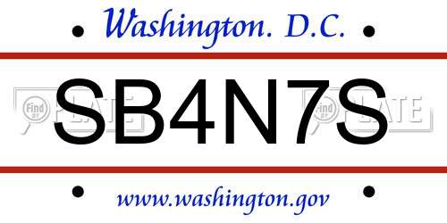 SB4N7S District Of Columbia License Plate
