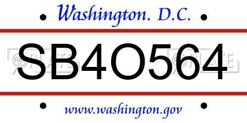 SB4O564 District Of Columbia License Plate