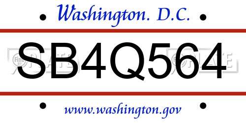 SB4Q564 District Of Columbia License Plate