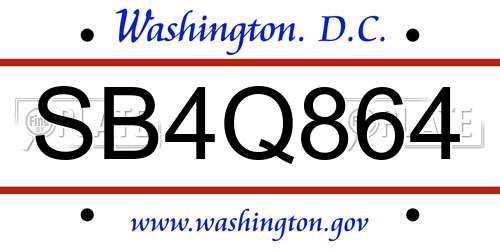 SB4Q864 District Of Columbia License Plate