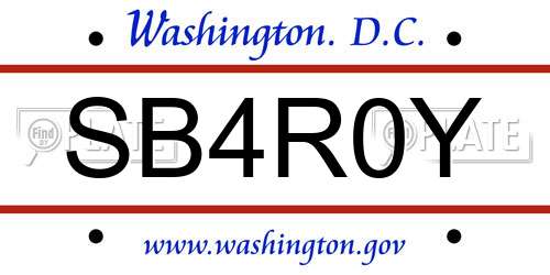 SB4R0Y District Of Columbia License Plate