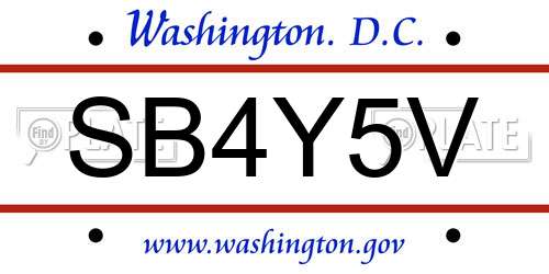 SB4Y5V District Of Columbia License Plate