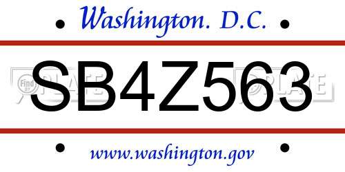 SB4Z563 District Of Columbia License Plate