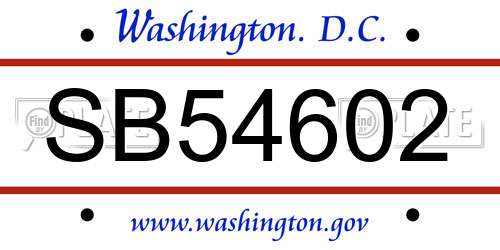 SB54602 District Of Columbia License Plate