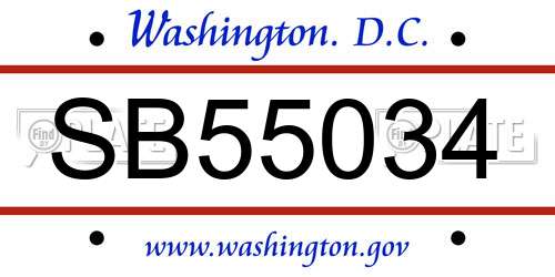 SB55034 District Of Columbia License Plate