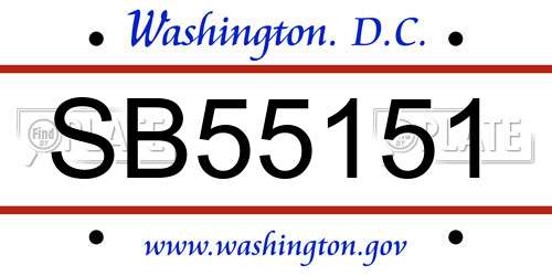 SB55151 District Of Columbia License Plate