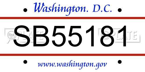 SB55181 District Of Columbia License Plate