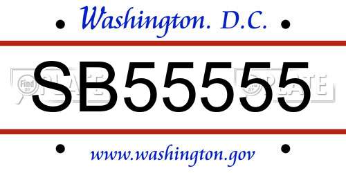 SB55555 District Of Columbia License Plate