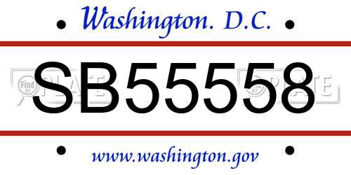 SB55558 District Of Columbia License Plate