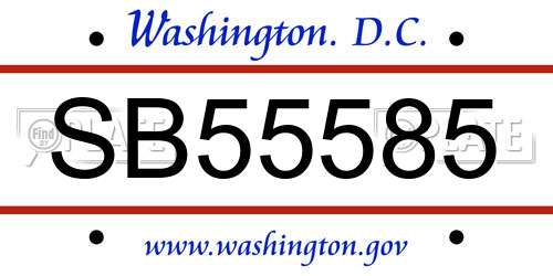 SB55585 District Of Columbia License Plate