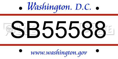 SB55588 District Of Columbia License Plate