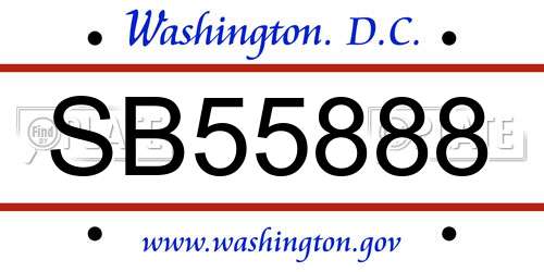 SB55888 District Of Columbia License Plate