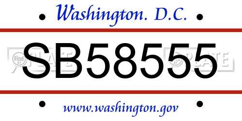 SB58555 District Of Columbia License Plate