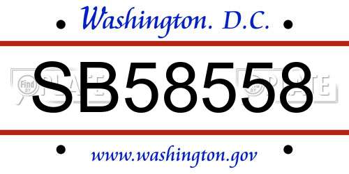 SB58558 District Of Columbia License Plate