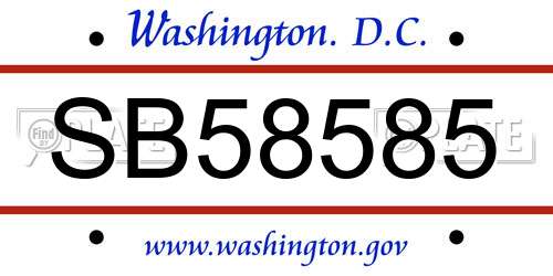 SB58585 District Of Columbia License Plate